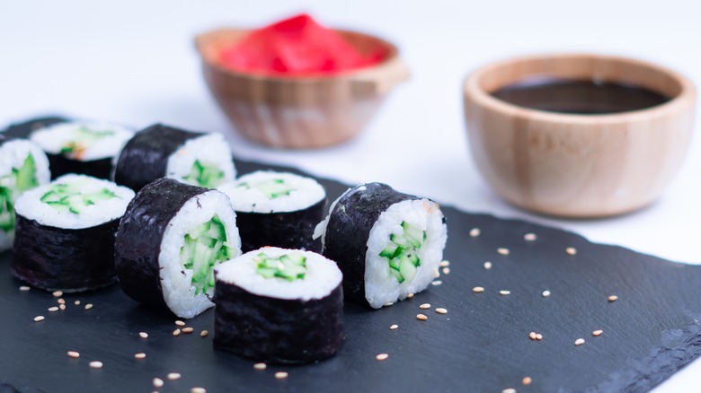 Cucumber sushi roll maki