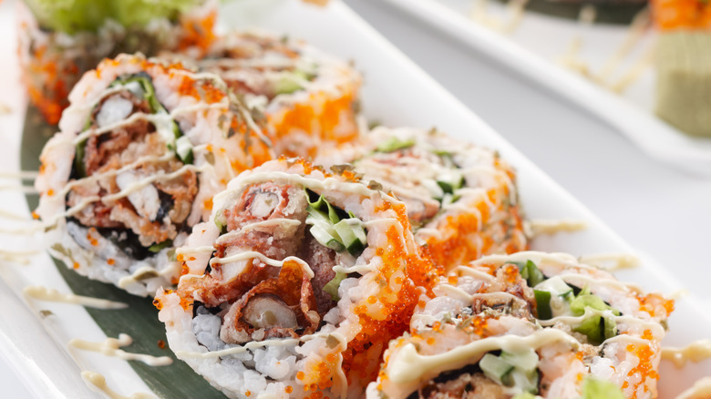 Spider sushi roll crab tempura