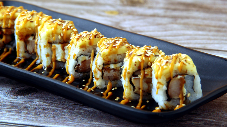Teriyaki chicken sushi roll
