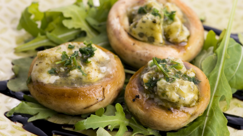 pesto stuffed mushrooms