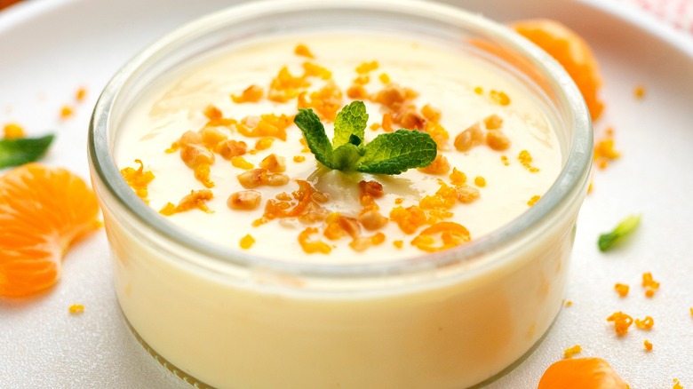 panna cotta in serving dish