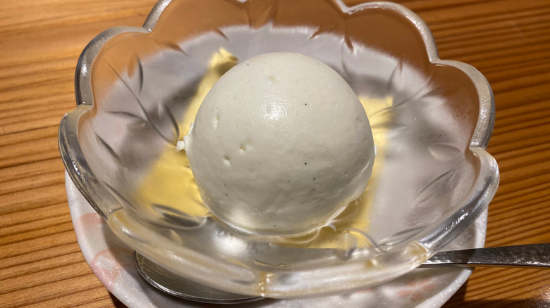 ice cream in a bowl with olive oil