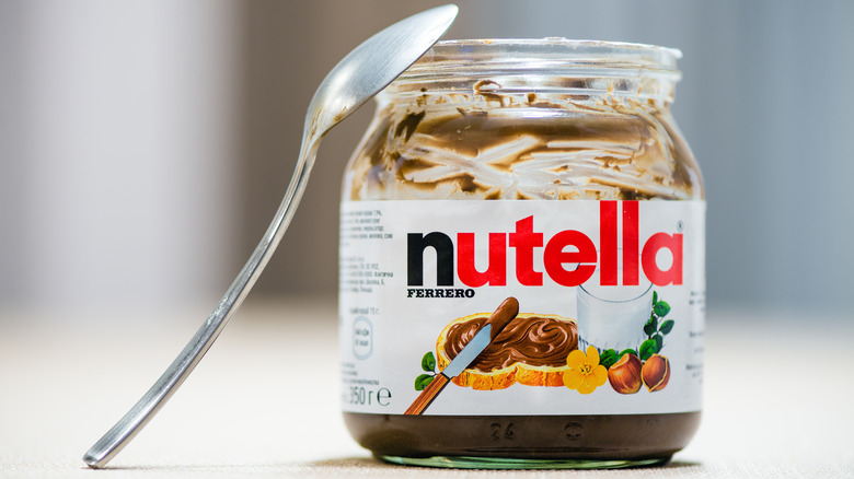 empty Nutella jar and spoon