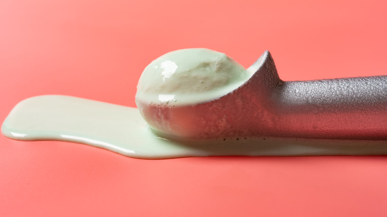 melted ice cream with scoop
