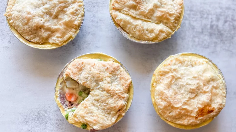 mini pie tins with chicken