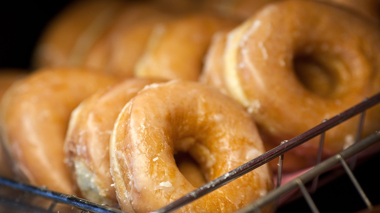 Dunkin glazed donuts on display