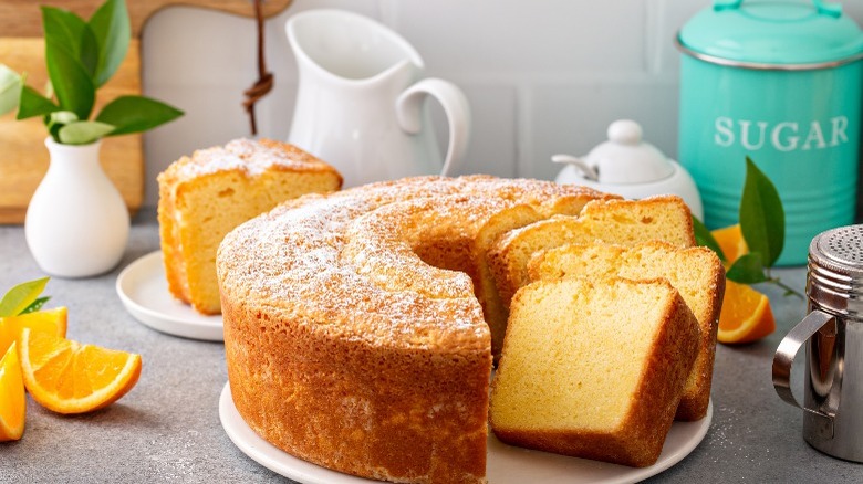 Orange cake on counter 