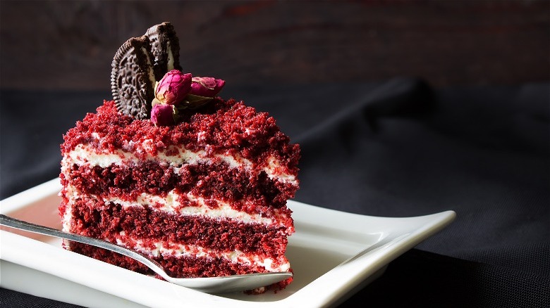 Slice of red velvet cake