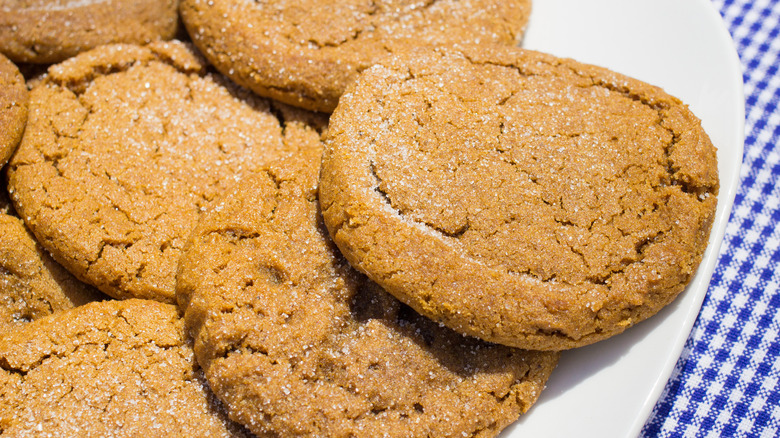 Molasses cookies on plate 