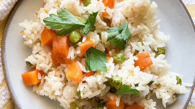 rice with vegetables on plate