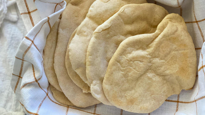 pita bread on crumpled towel