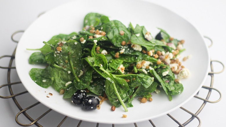 spinach salad with lentils