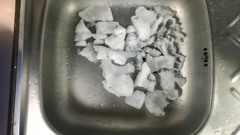 ice cubes in sink