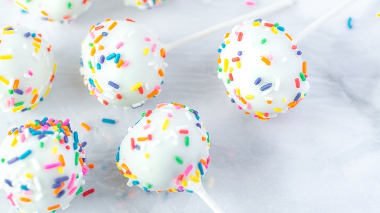 cake pops with colored sprinkles