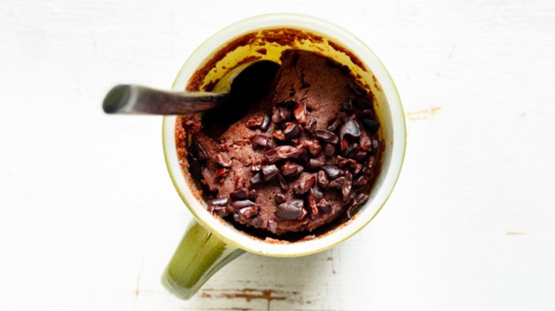 chocolate mug cake with spoon