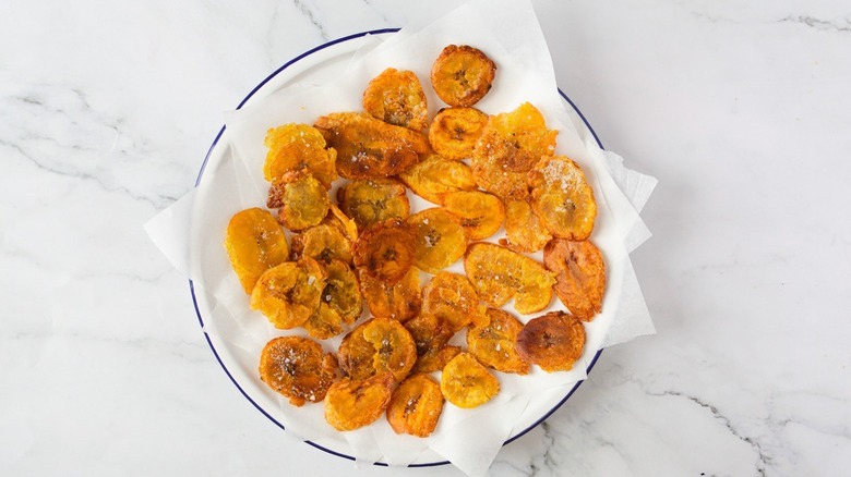 fried plantain chips on plate