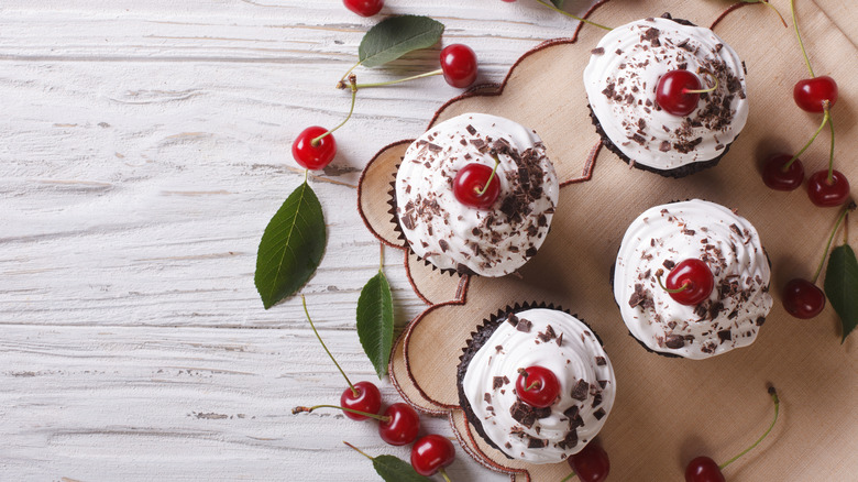 Black Forest cupcakes from above