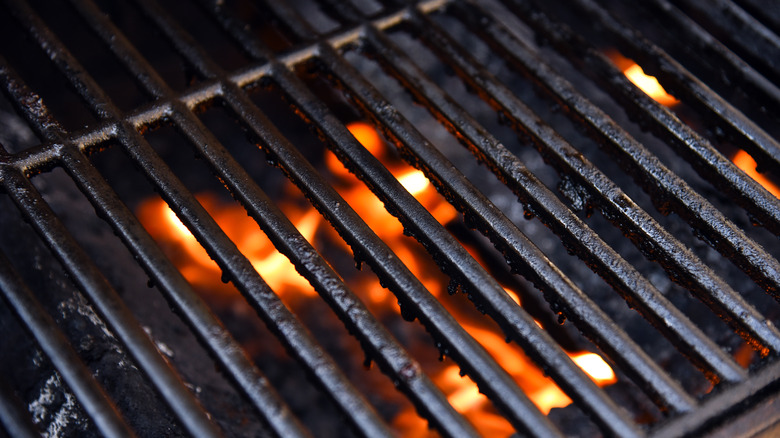 barbecue grate and fire