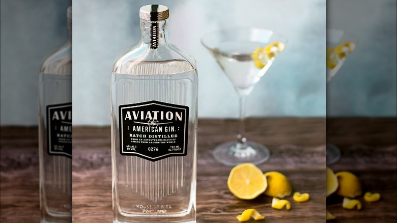 Aviation Gin bottle and cocktail