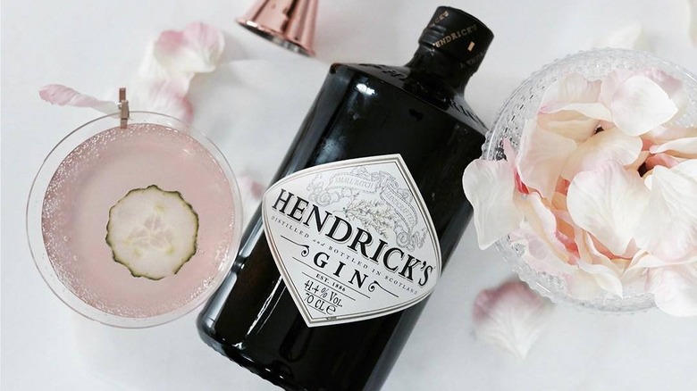 Hendrick's Gin bottle and glass 