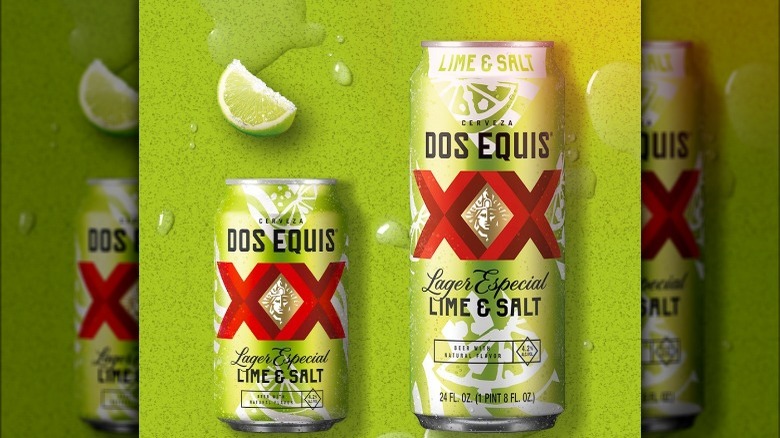 Dos Equis Lime Salt beer can lime green background