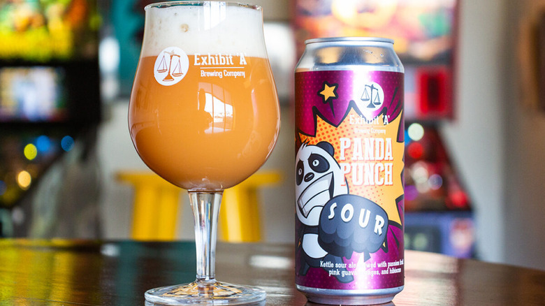 Exhibit 'A' Panda Punch beer glass and can on table