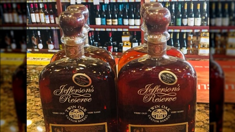 bottles of Jefferson's Twin Oak Custom Barrel bourbon