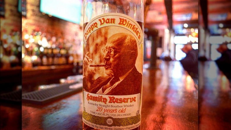 Pappy Van Winkle's Family Reserve 20 Year bottle on a bar