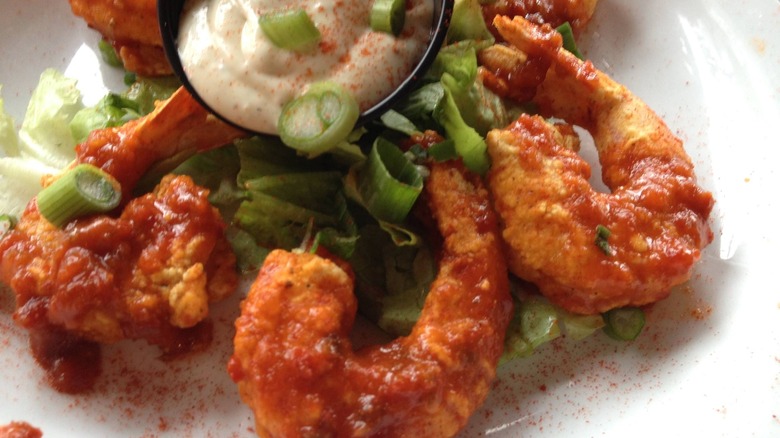 Firecracker shrimp with blue cheese