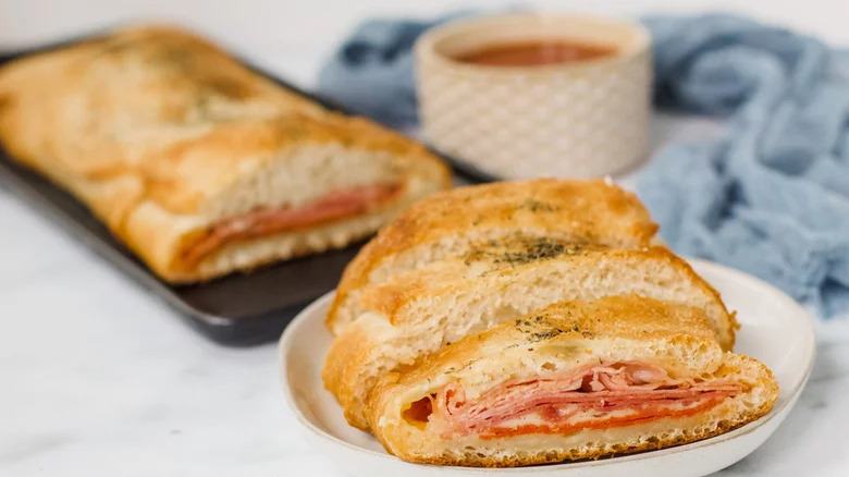 Cheese, ham, and pepperoni pastry