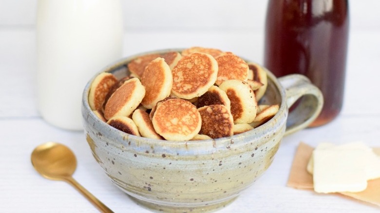 Cereal bowl with mini pancakes