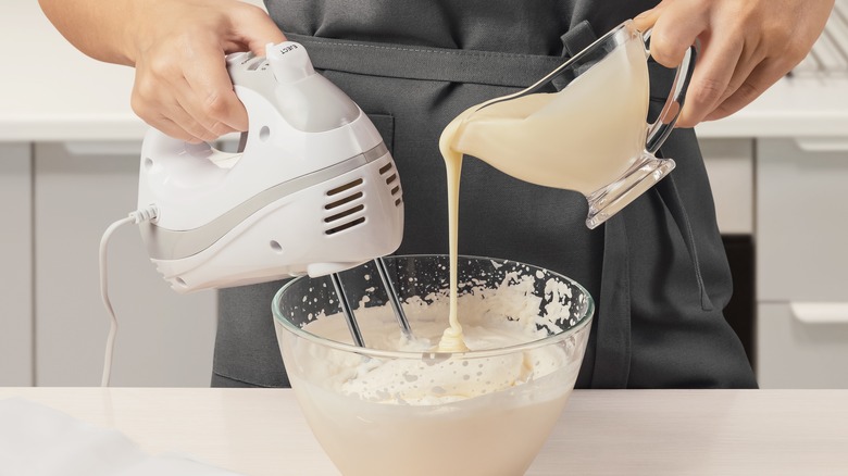 whipping cream in a bowl