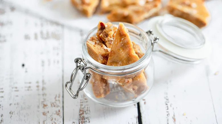 Peanut Brittle in jar