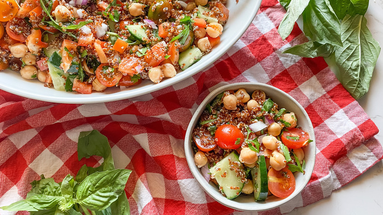 Mediterranean quinoa salad in bowls