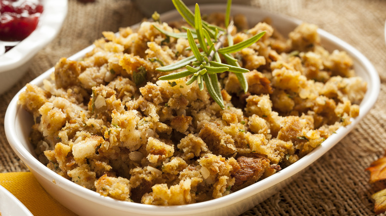 Thanksgiving stuffing with garnish