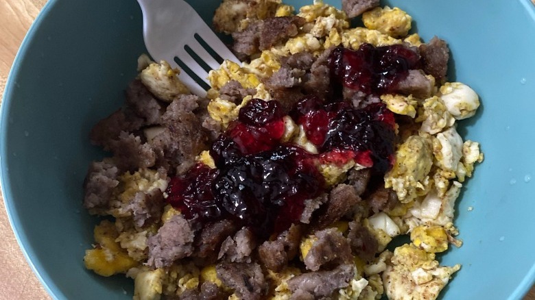 Grape jelly and scrambled eggs