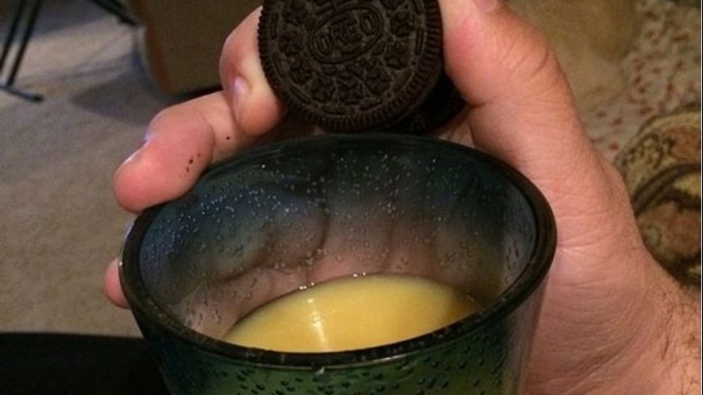 Oreos dipped in orange juice