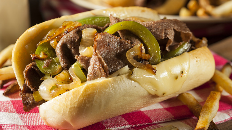 Philly cheesesteak with green peppers