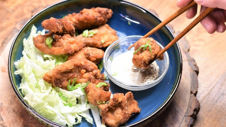 Karaage with dipping sauce