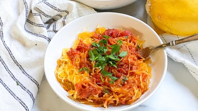 Spaghetti Squash with red sauce