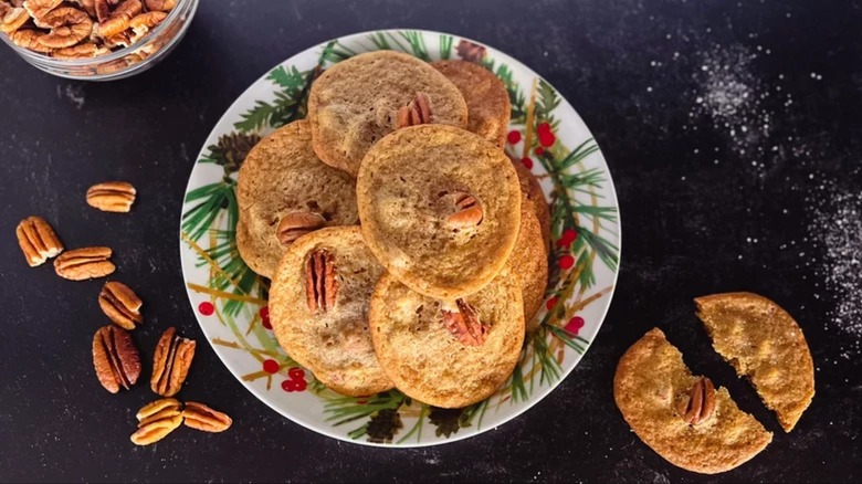 Plate of butter pecan cookies