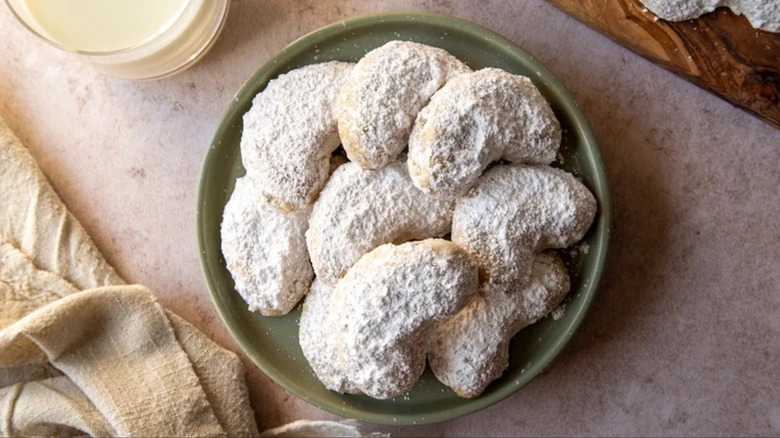 Crescent cookies on plate