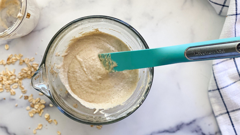 Pancake batter in a mixing bowl