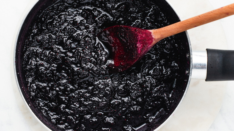 blueberry jam in pot