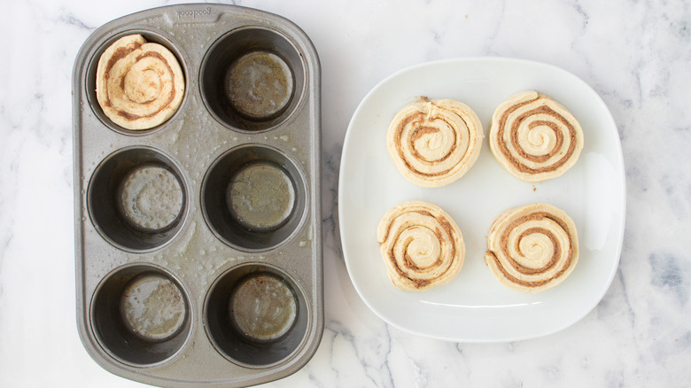 cinnamon roll in muffin pan