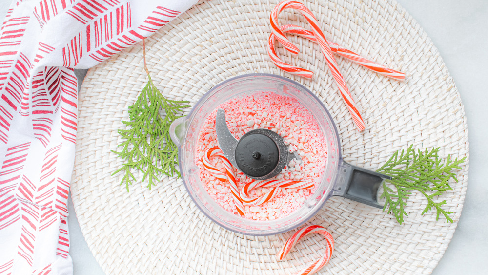 crushing candy canes for 3-ingredient peppermint bark