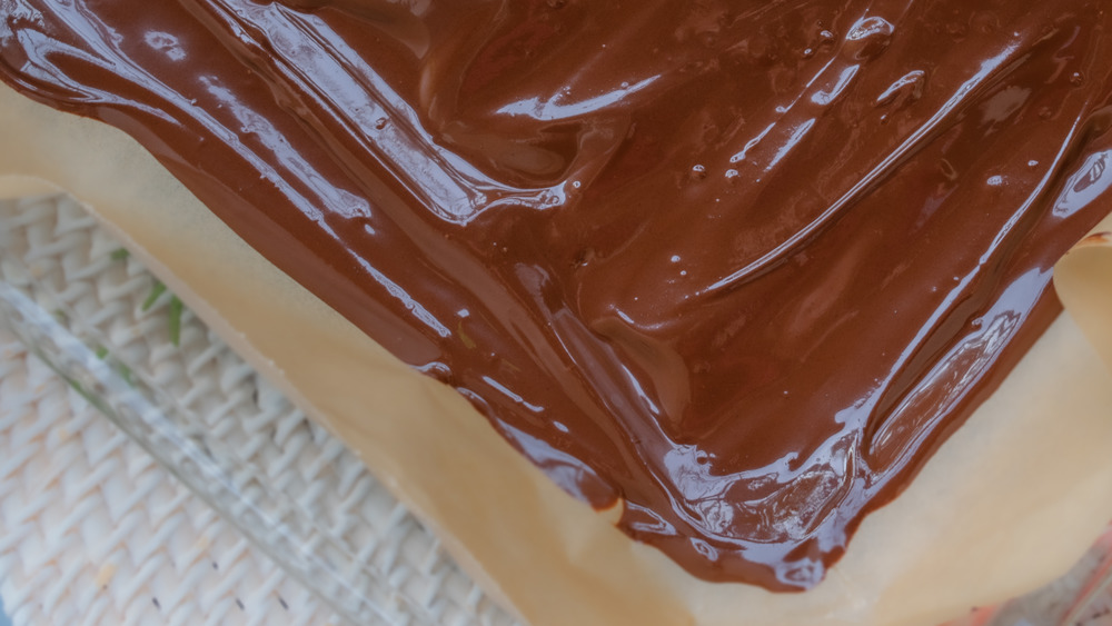 melting chocolate for 3-ingredient peppermint bark