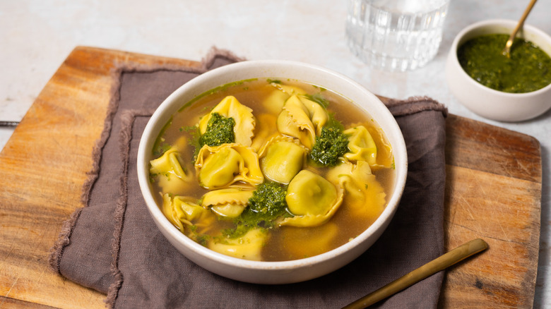 tortellini soup with pesto