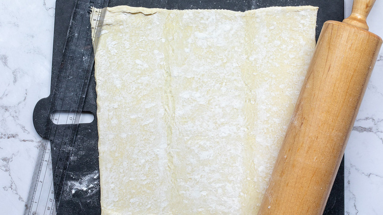 puff pastry on cutting board 