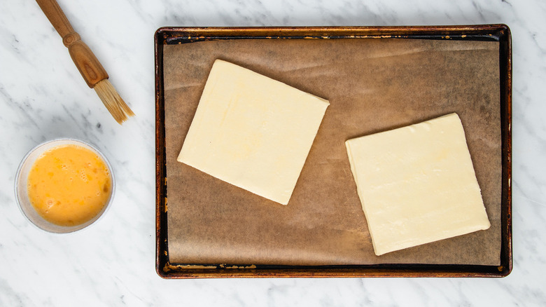 pastry dough on pan